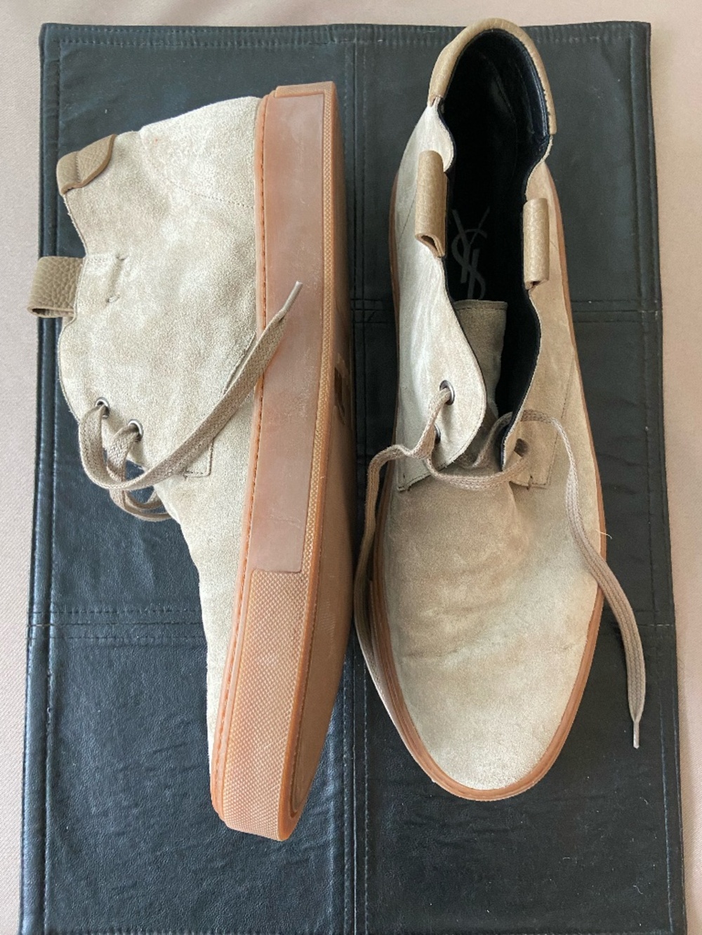 YSL Men's Beige Sneaker Boots Size EU46 US12/13